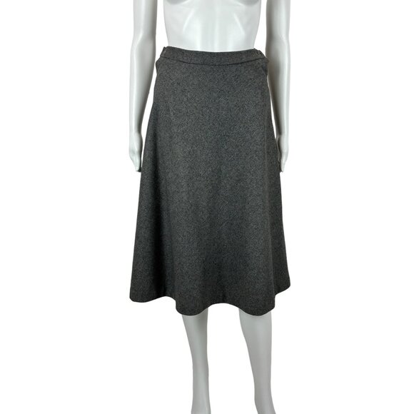 Vintage 70s Gray Skirt Women's XXS Button Up Sides High Waisted Wool Blend - Picture 2 of 9